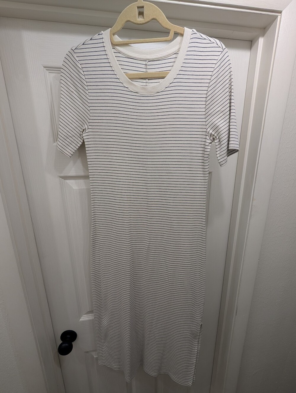 A New Day Striped Midi Dress White Black Size M Excellent Condition